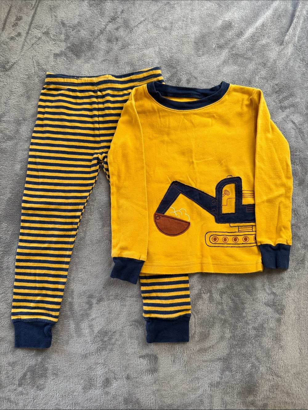 Carter's Yellow & Navy Construction Pajama Set with Stripes - Picture 7 of 9